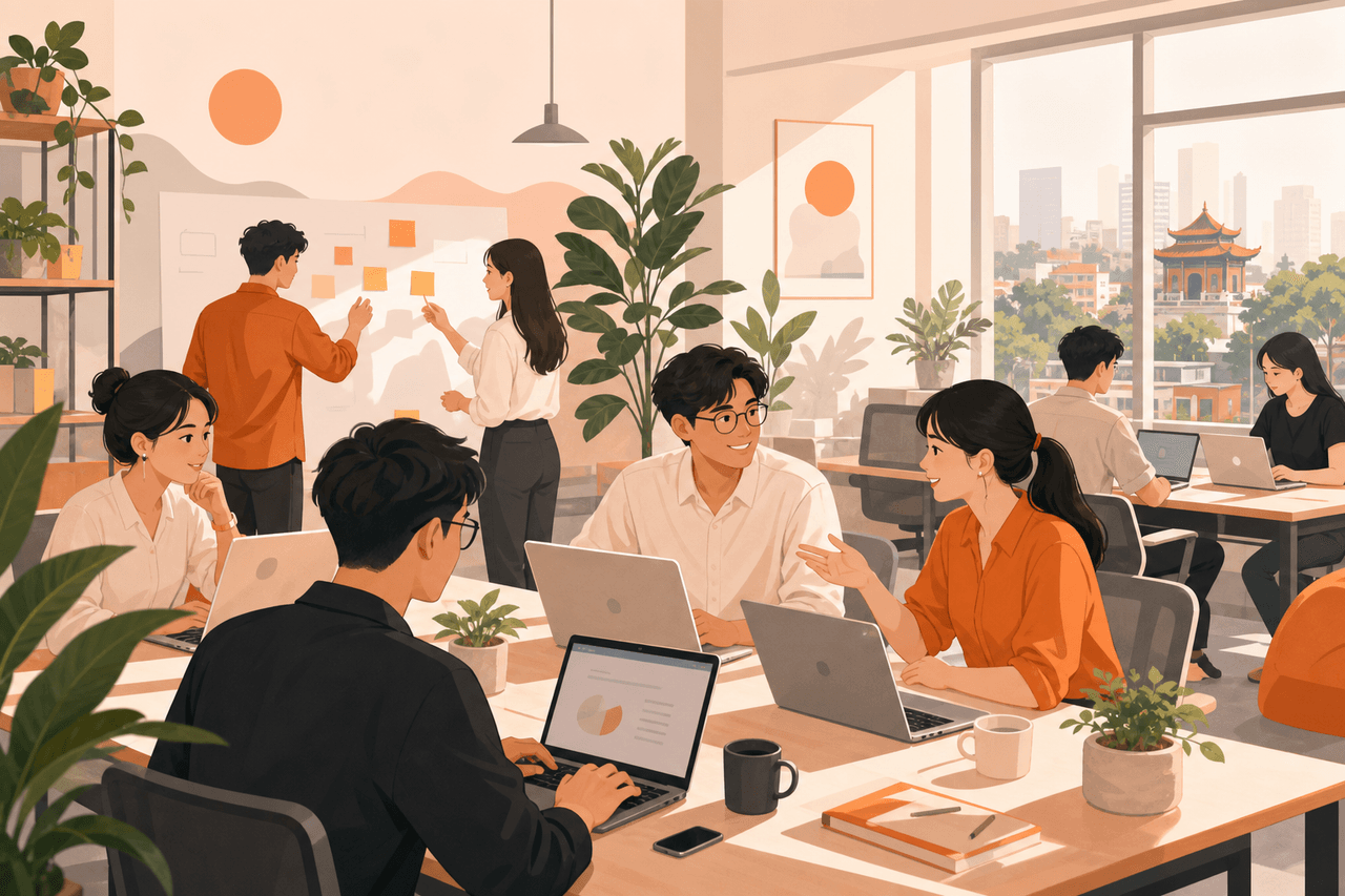 Không gian làm việc đội ngũ CreatorHubVN tại Việt Nam